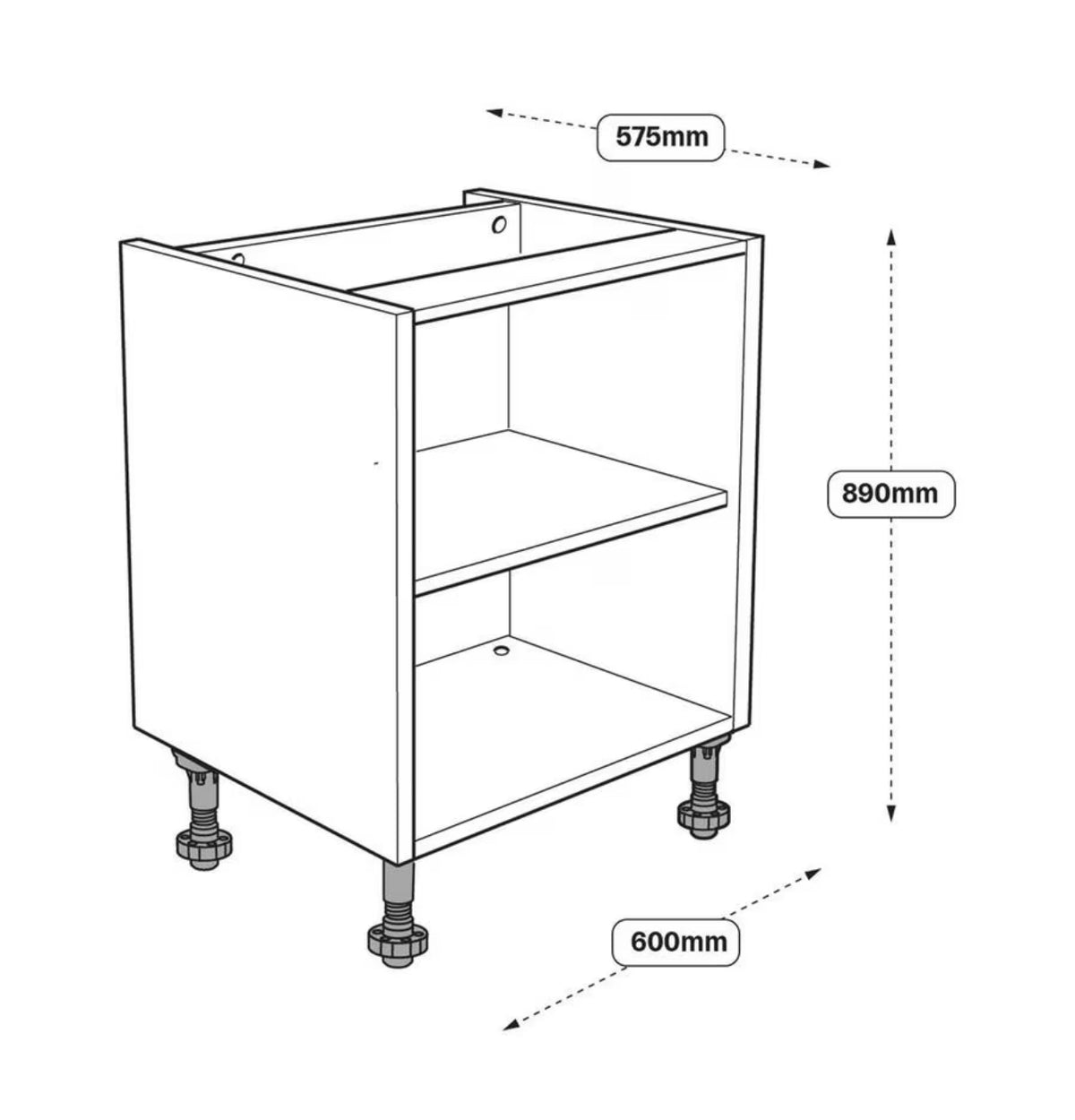 White Base Unit Carcass 600mm