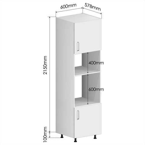 Kitchen Oven & Microwave Tall Housing Unit 600mm W x 578mm D x 2150mm H