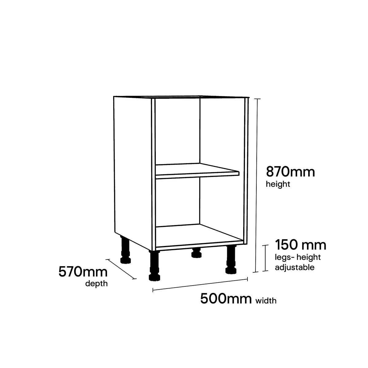 White Base Unit Carcass 500mm