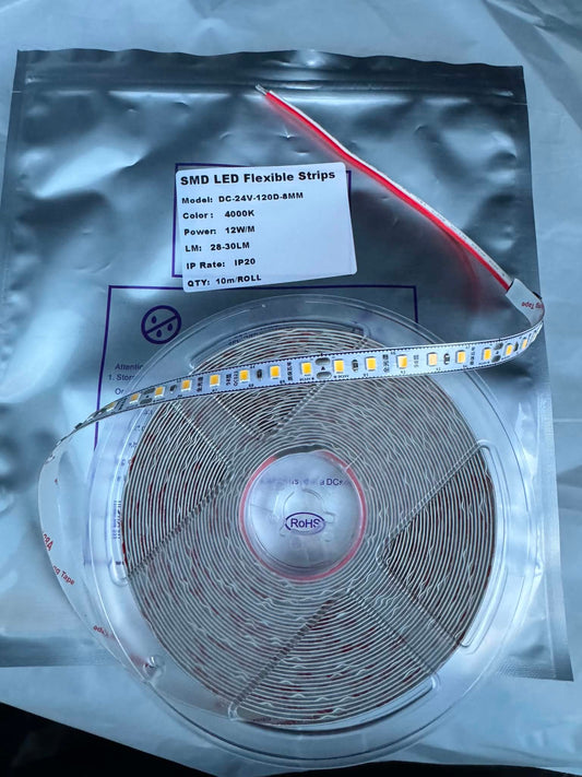 SMD LED flexible strip light 10m roll DC24V 4000K natural white IP20 RoHS