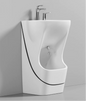 2-in-1 freestanding white ceramic basin with integrated foot wash and black trim accent