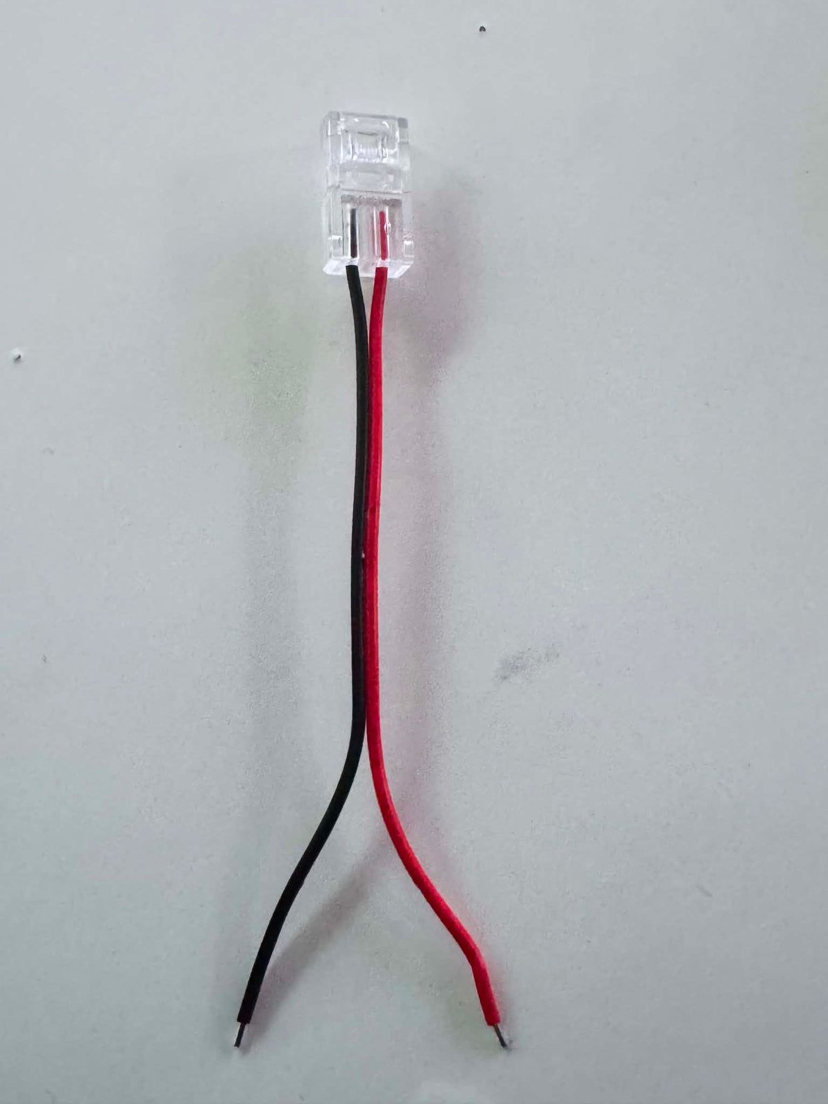 2-pin LED strip light connector lead with red and black bare wire ends