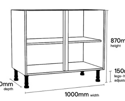 White Base Unit Carcass 1000mm