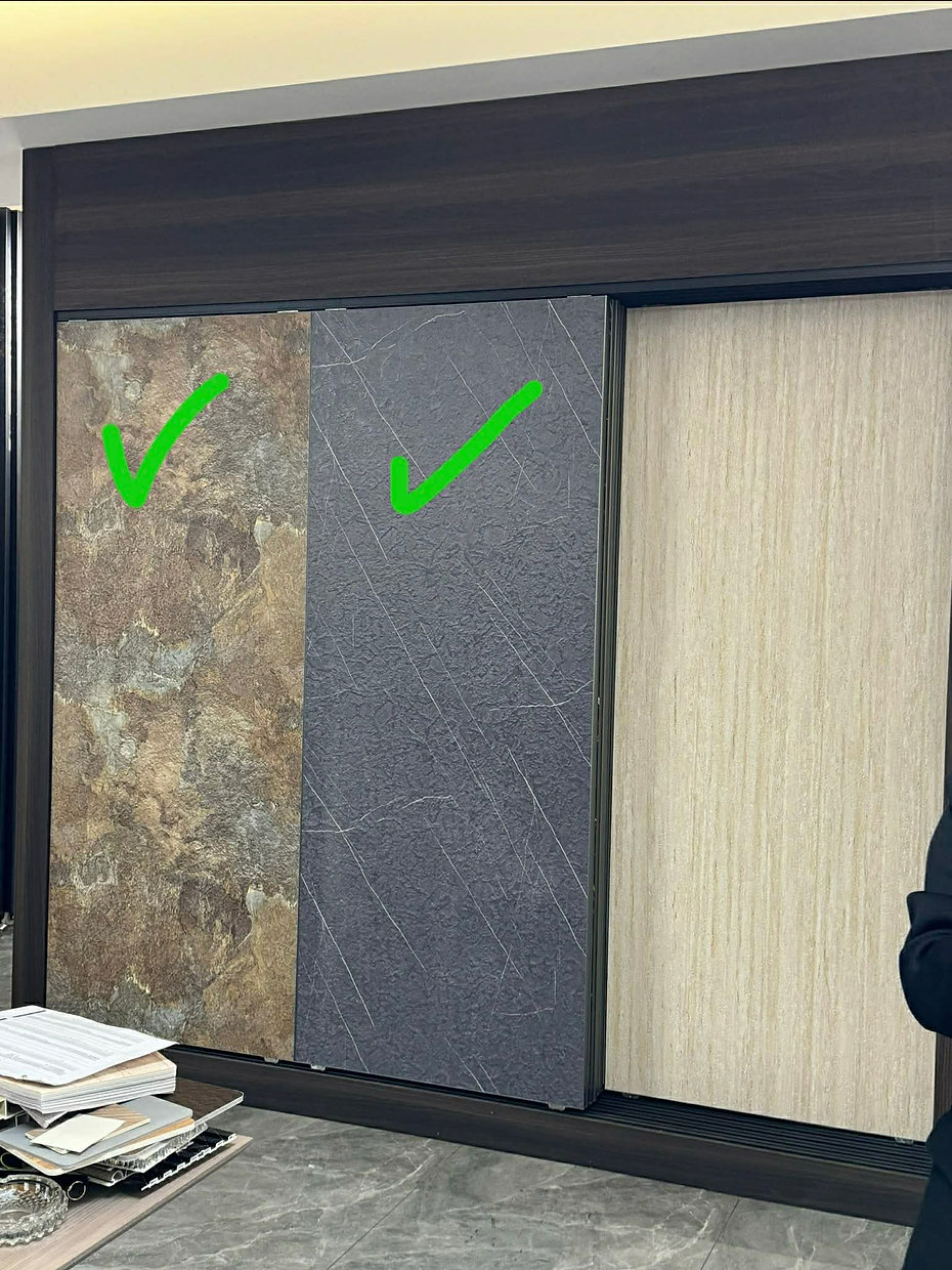 Stone tile samples display